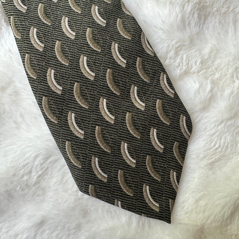 Vintage Zylos Platinum Silk Textured Tie Art Deco Abstract Geometric